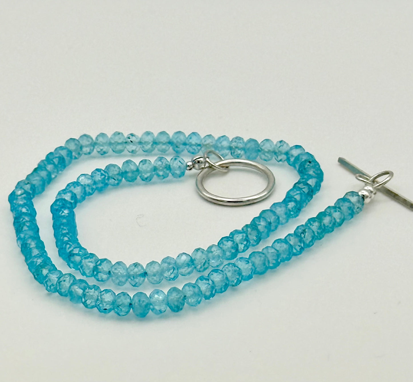 Blue Topaz necklace with silver T Bar