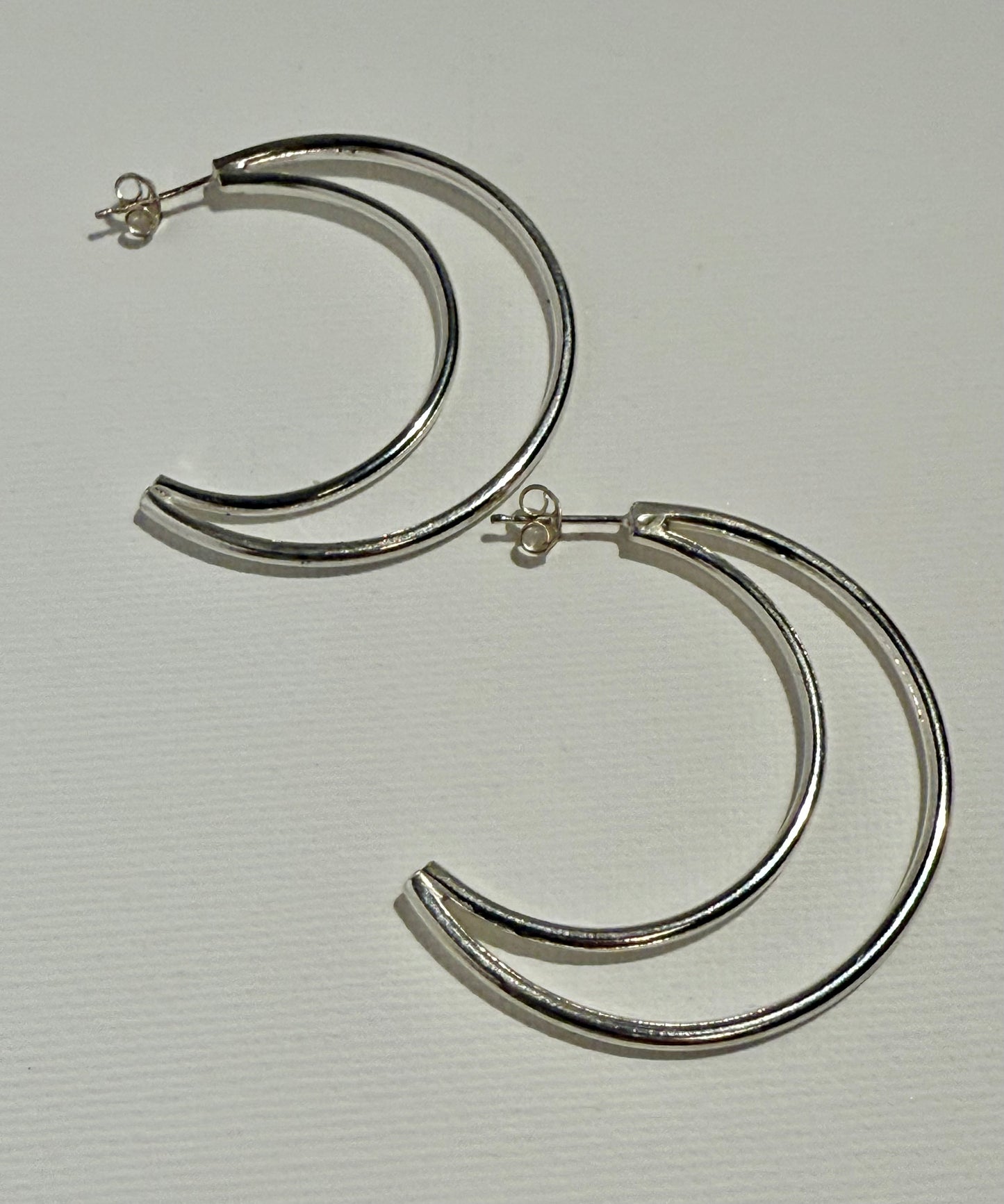 Silver Crescent Moon stud earrings