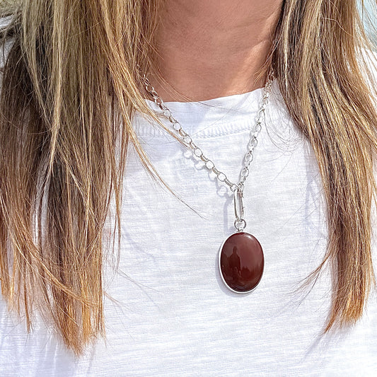 Carnelian Pendant on a Diamond Cut Belcher Chain