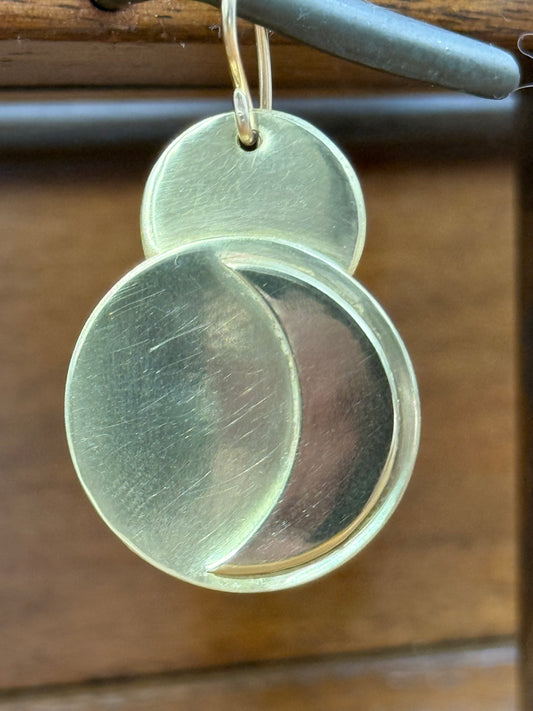 Brass Drop and Crescent Moon Earrings