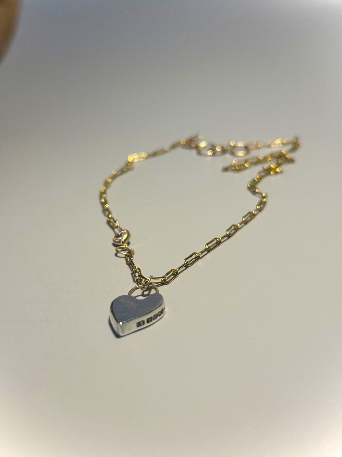 Solid Silver Heart Necklace with Cubic Zirconia