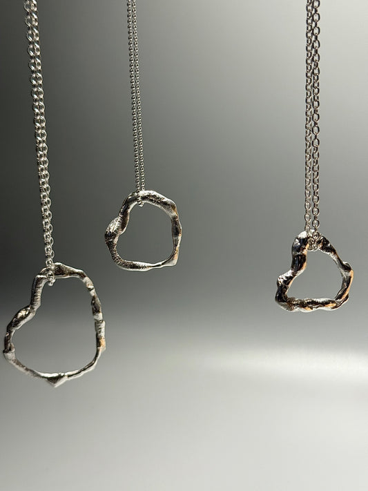 Small Silver Molten Heart