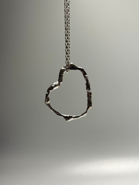 Large Molten Silver Heart Pendant
