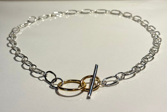 Silver and Gold T Bar chain