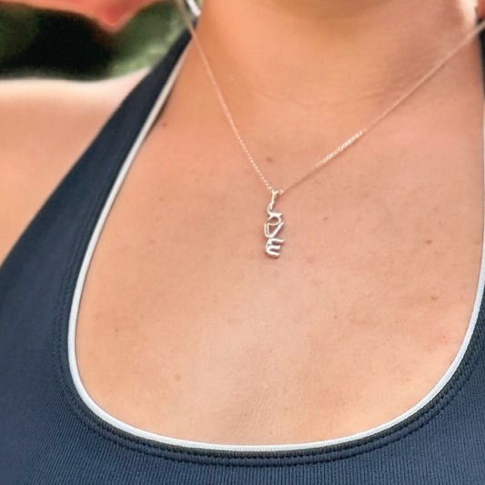 Solid Silver LOVE charm and Slver chain