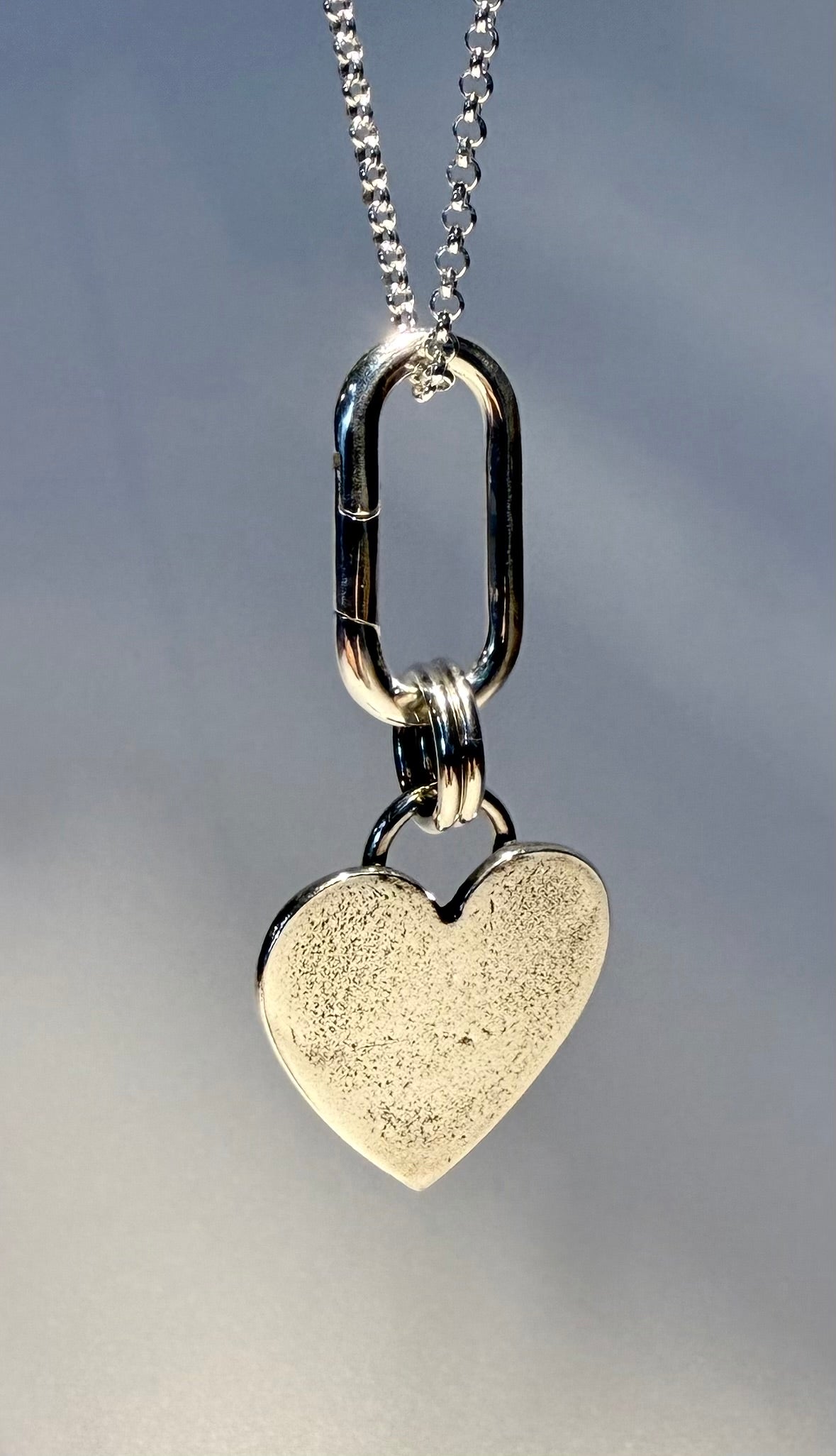 Silver Heart and Carabiner Necklace
