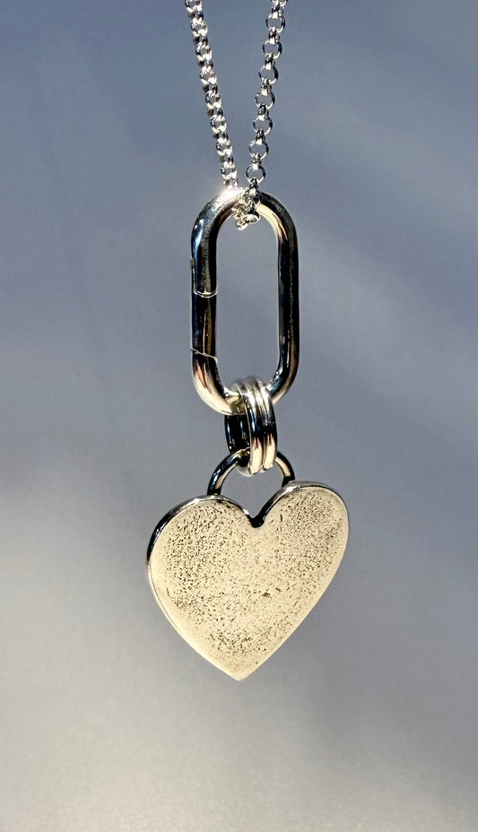 Silver Heart and Carabiner Necklace