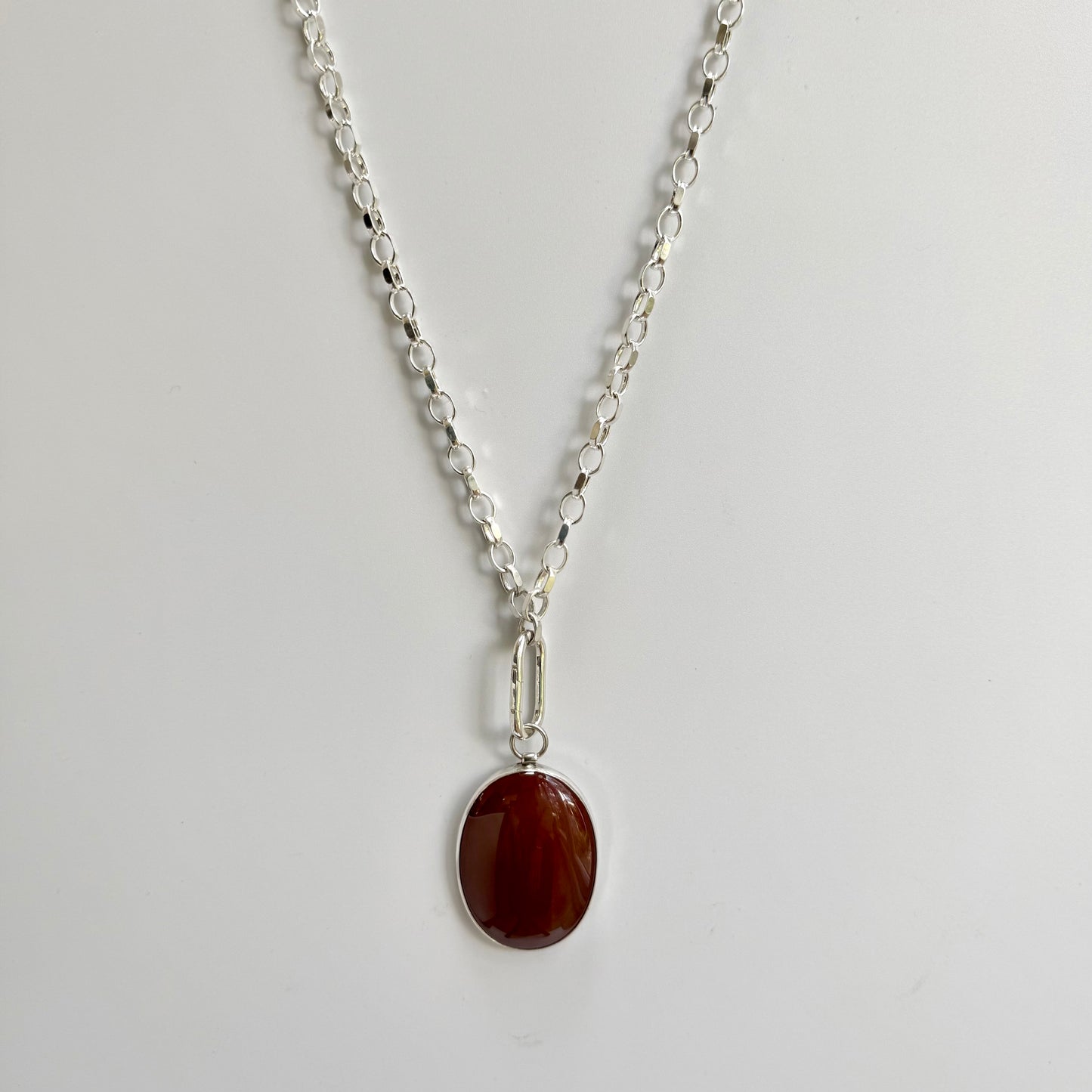 Carnelian Pendant on a Diamond Cut Belcher Chain