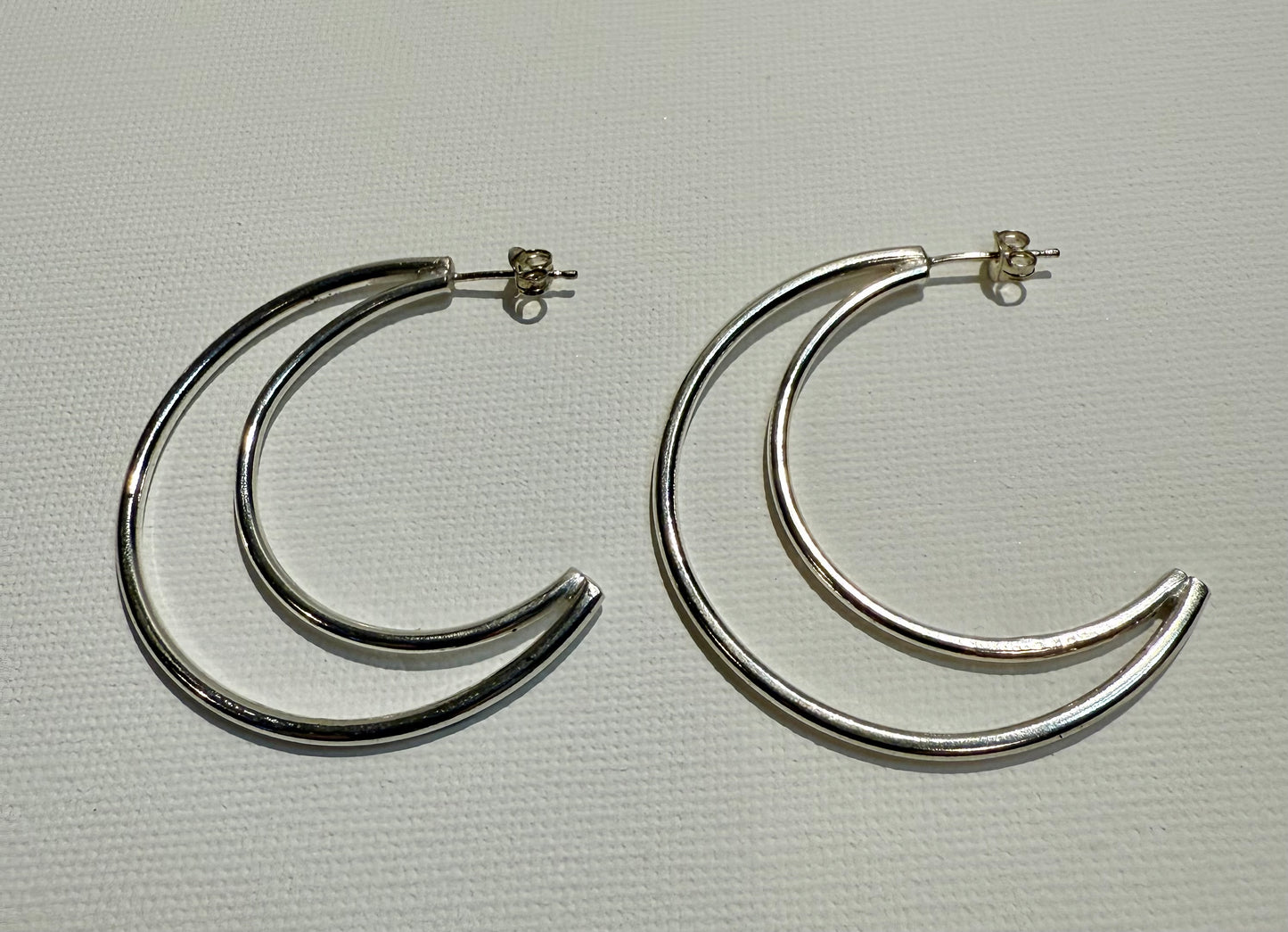Silver Crescent Moon stud earrings