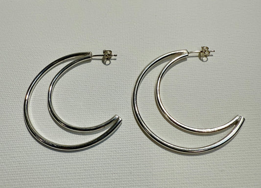 Silver Crescent Moon stud earrings