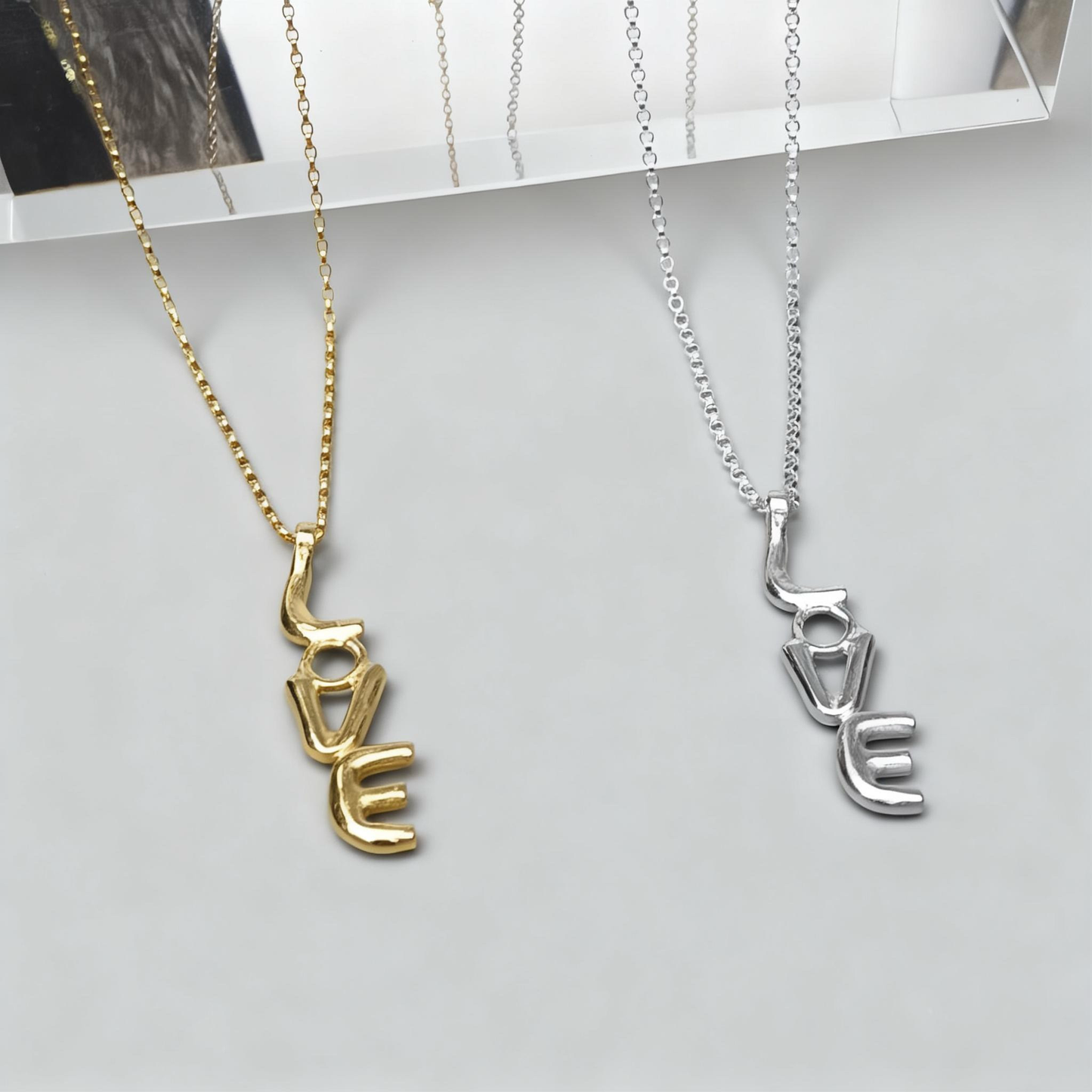 9ct Gold LOVE charm on a Gold Chain