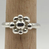 Silver Ball & Flower Ring