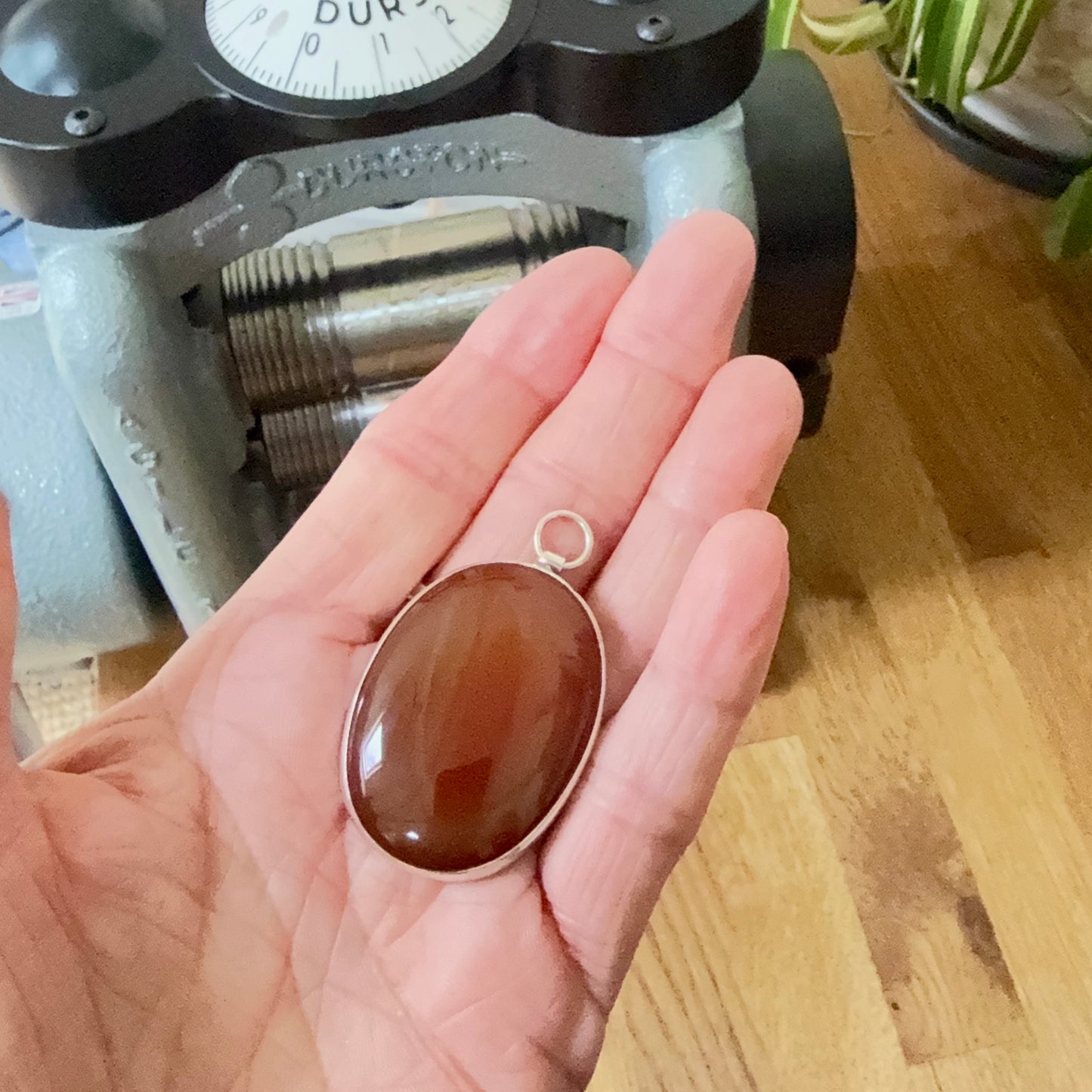 Carnelian Pendant on a Diamond Cut Belcher Chain