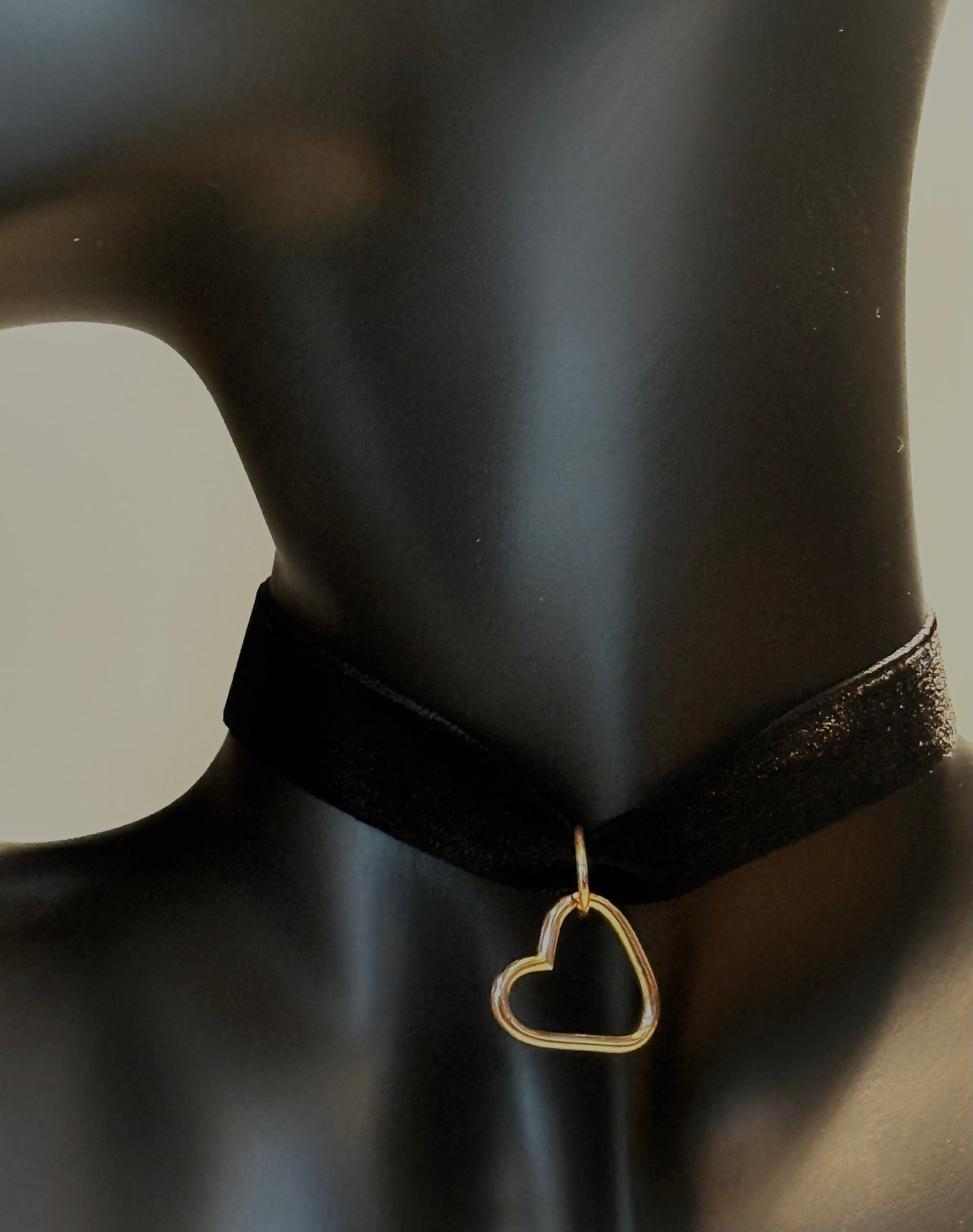 Gold Heart and Velvet Choker
