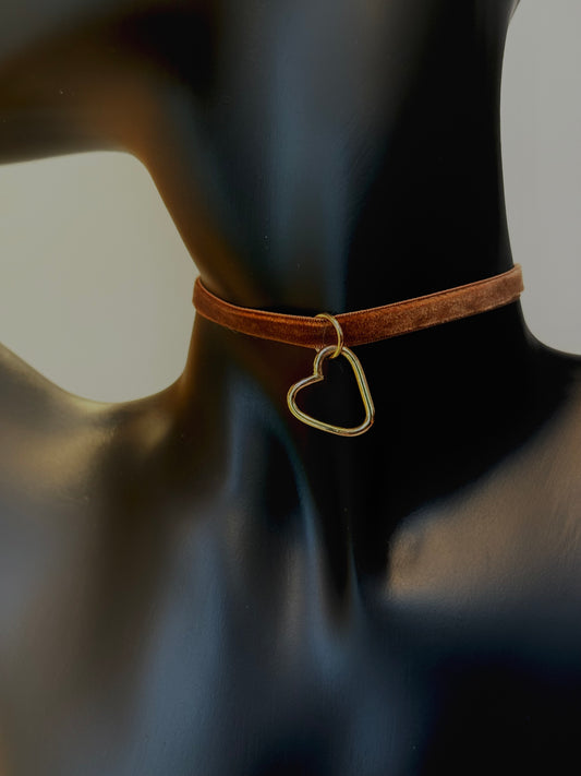 Gold Heart and Velvet Choker