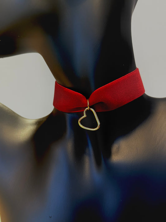 Gold Heart and Velvet Choker