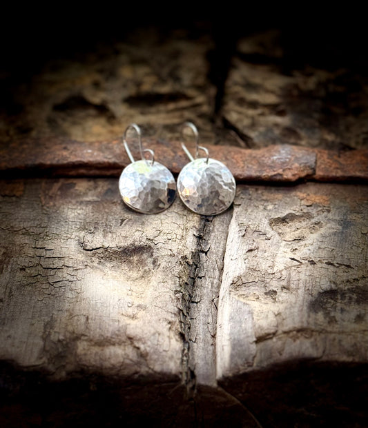 Sterling Silver Disc Drop Earrings