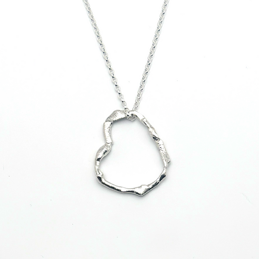 Large Molten Silver Heart Pendant