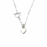 Solid Silver Heart with 9ct Gold Accent with Silver T-Bar