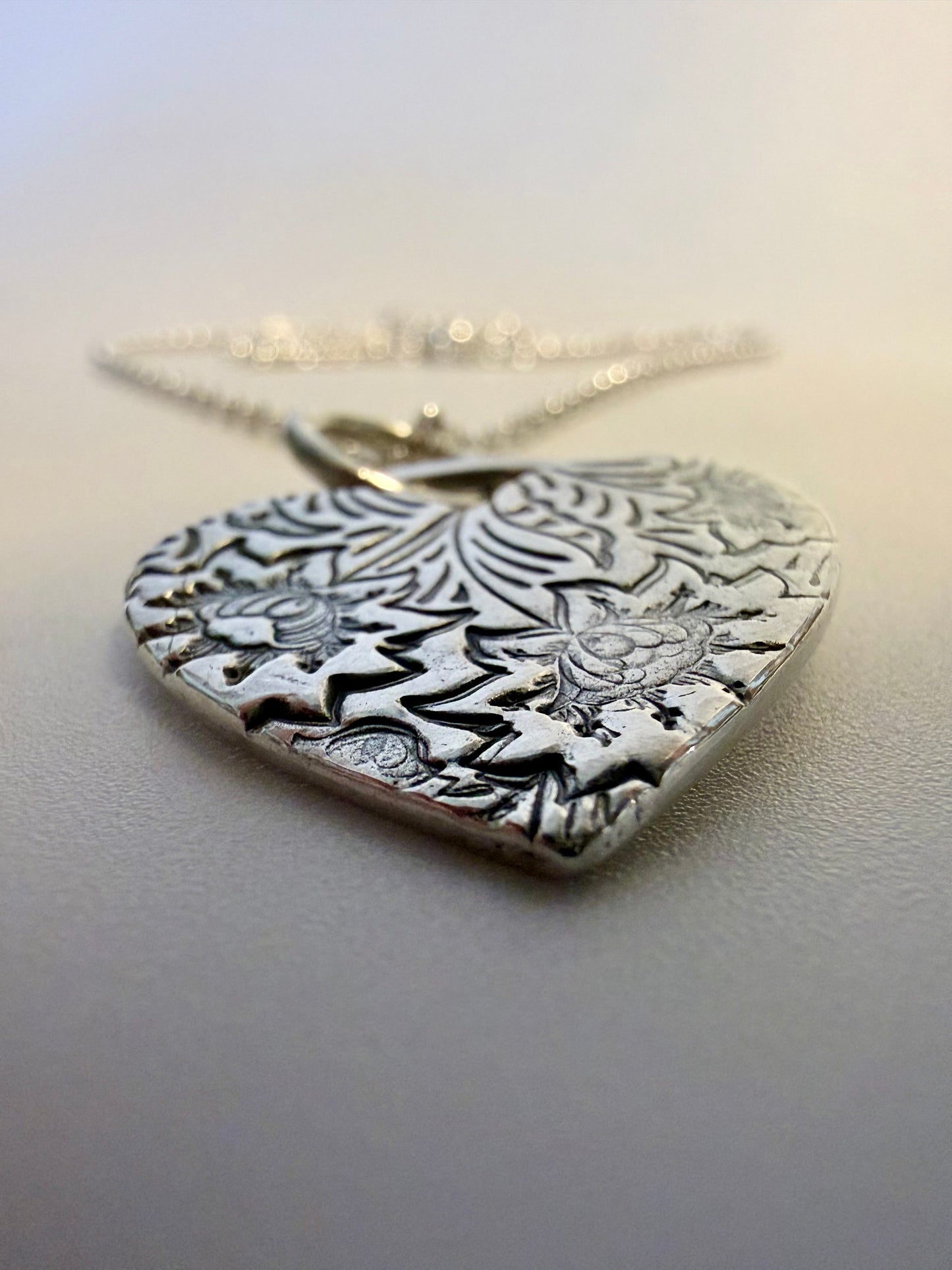 Fine Silver Rustic Heart Belcher Chain Necklace