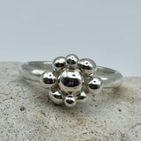 Silver Ball & Flower Ring