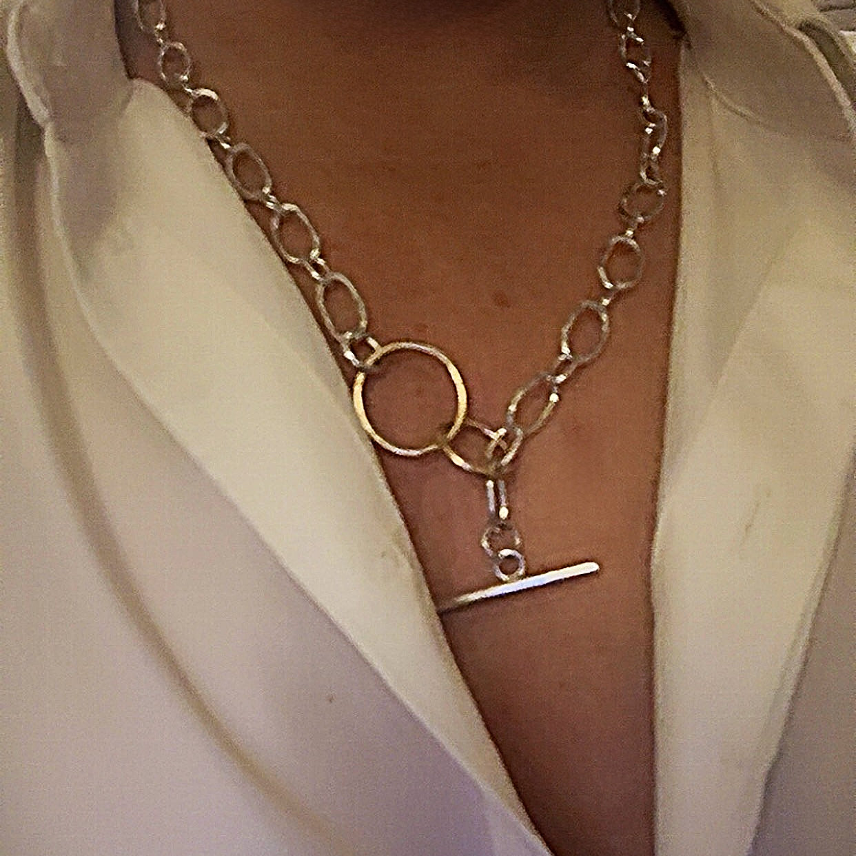 Silver and Gold T Bar chain