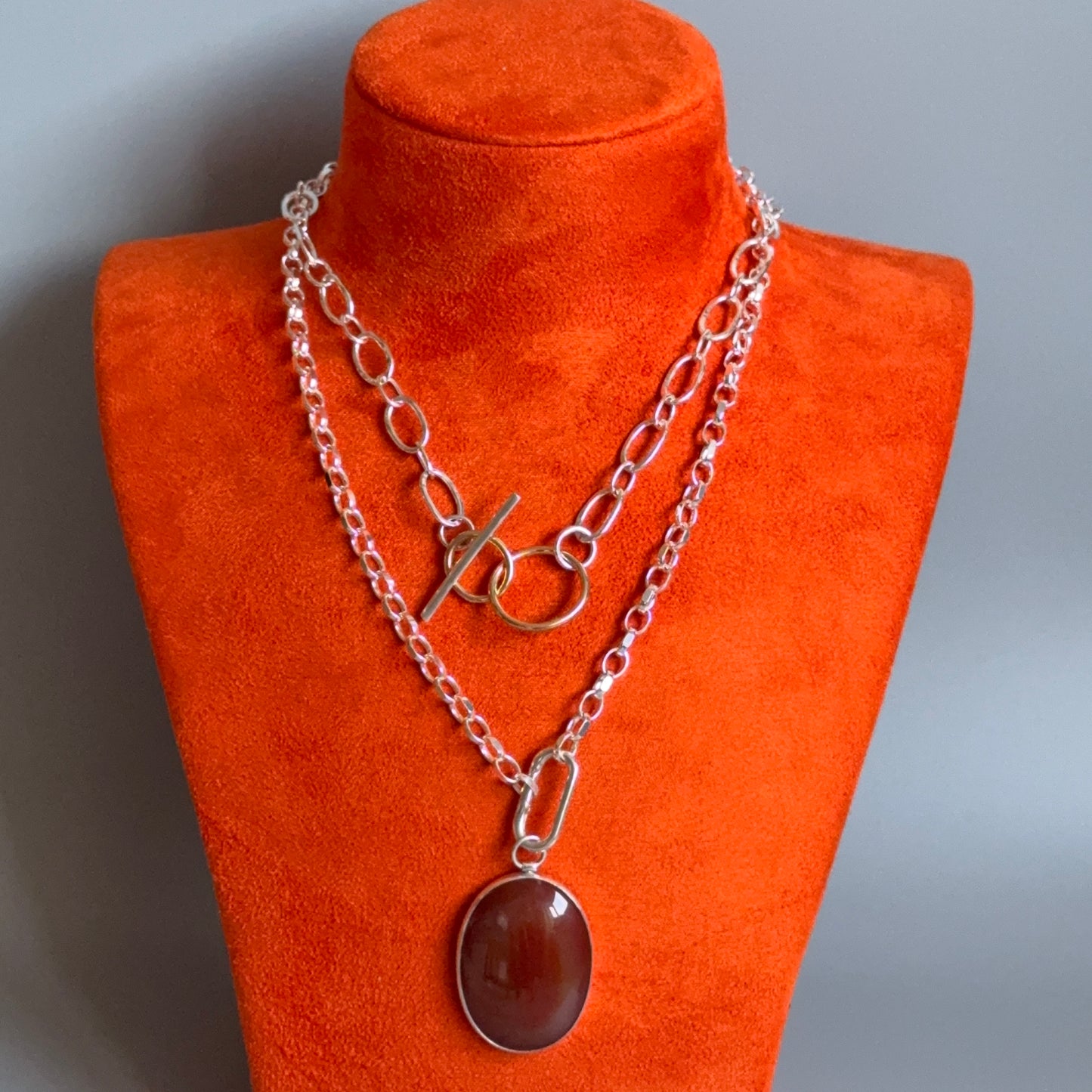 Carnelian Pendant on a Diamond Cut Belcher Chain