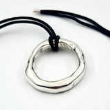 Solid Silver Molten Oval Pendant