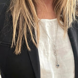 Midi Love Lariat Style Necklace in Silver