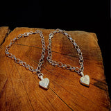 Solid Silver Heart Chain Bracelet