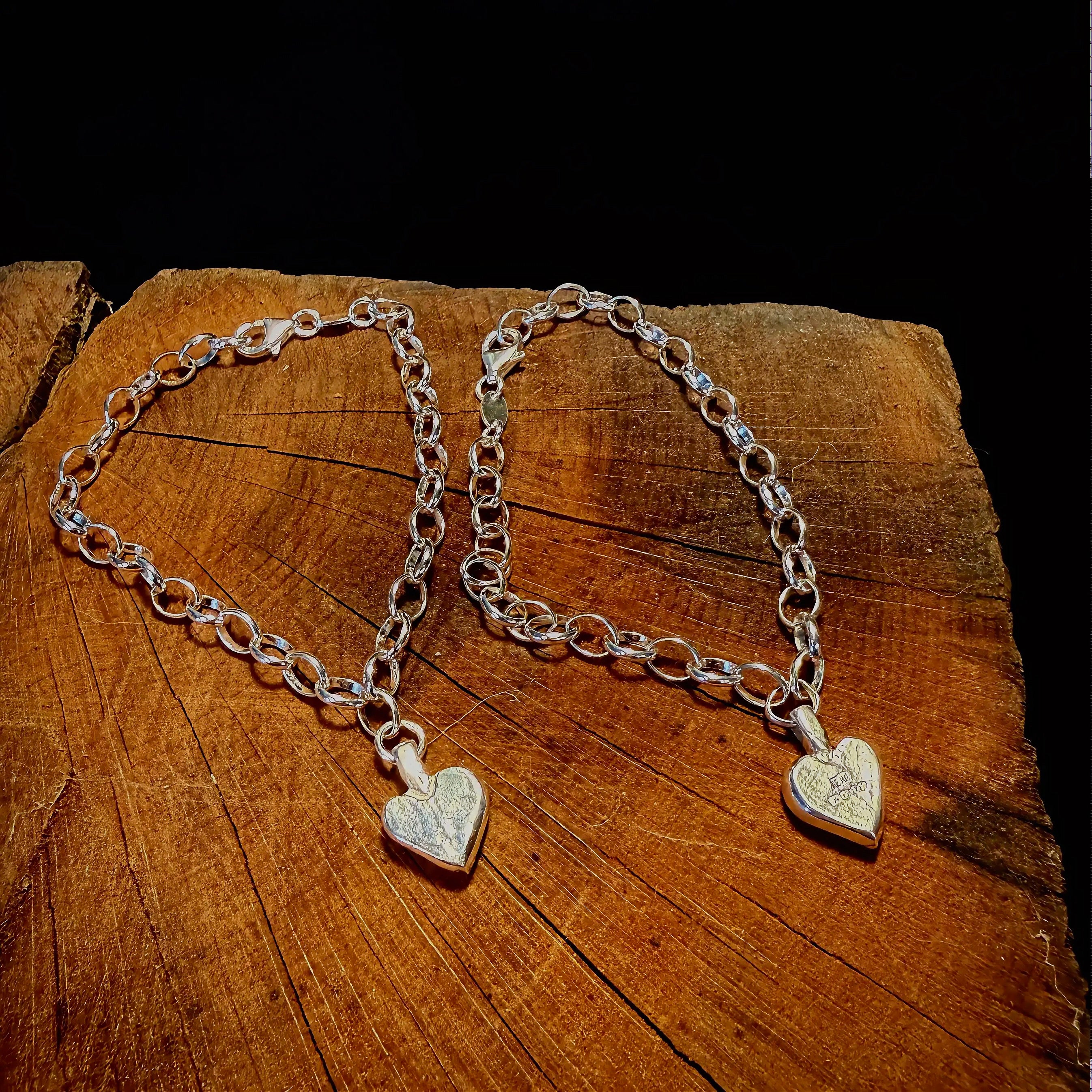 Solid Silver Heart Chain Bracelet