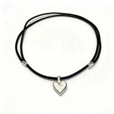 Solid Silver Heart and Leather Cord