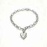 Solid Silver Heart Chain Bracelet