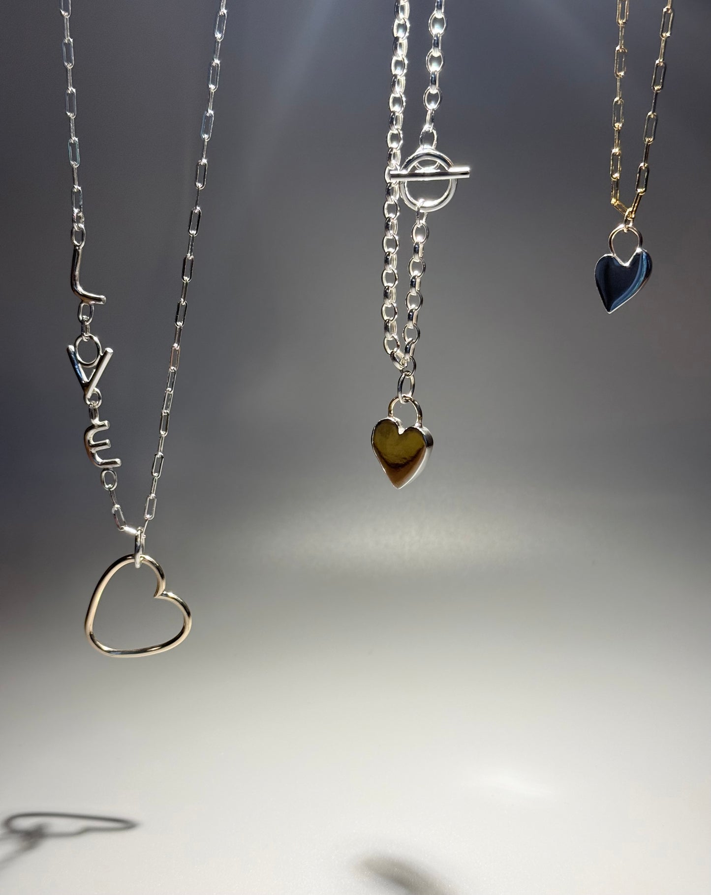 Silver Love and Gold Heart Necklace