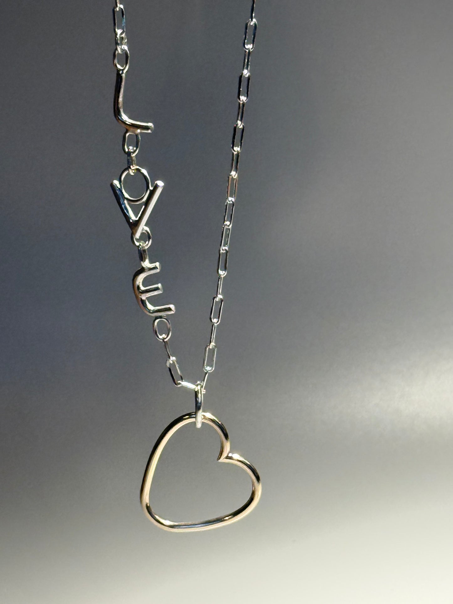 Silver Love and Gold Heart Necklace