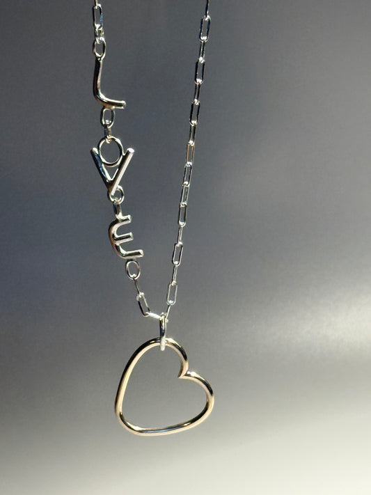 Silver Love and Gold Heart Necklace