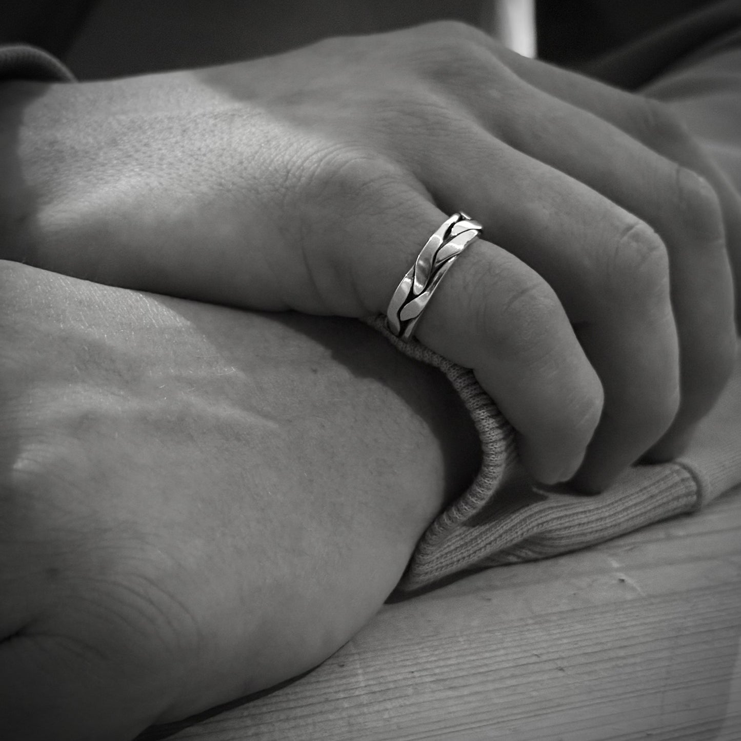Men's Solid Silver Braided Ring