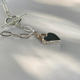 Solid Silver Heart with 9ct Gold Accent with Silver T-Bar