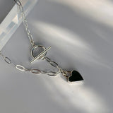 Solid Silver Heart with 9ct Gold Accent with Silver T-Bar