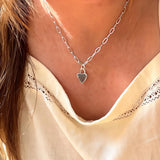 Solid Silver Heart with 9ct Gold Accent with Silver T-Bar