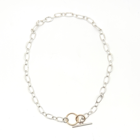 Silver and Gold T Bar chain