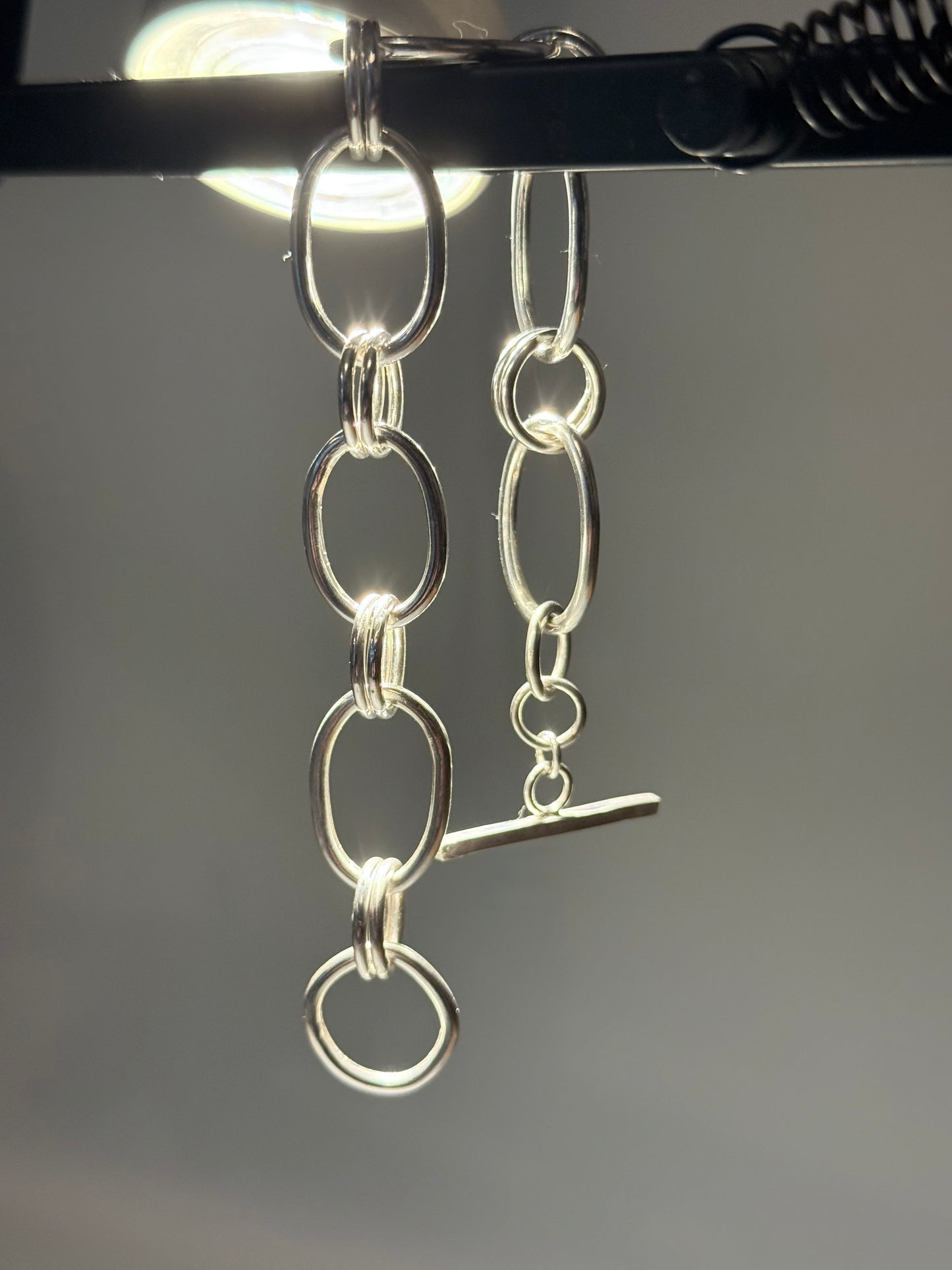 Silver Linked Bracelet with T-Bar