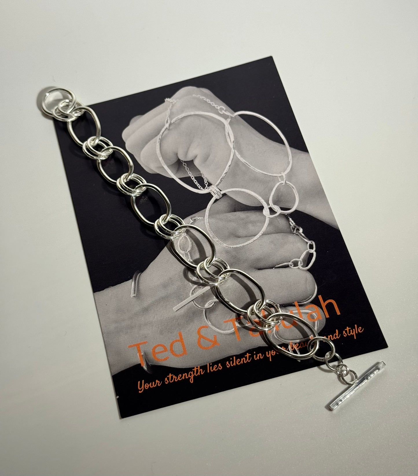 Silver Linked Bracelet with T-Bar