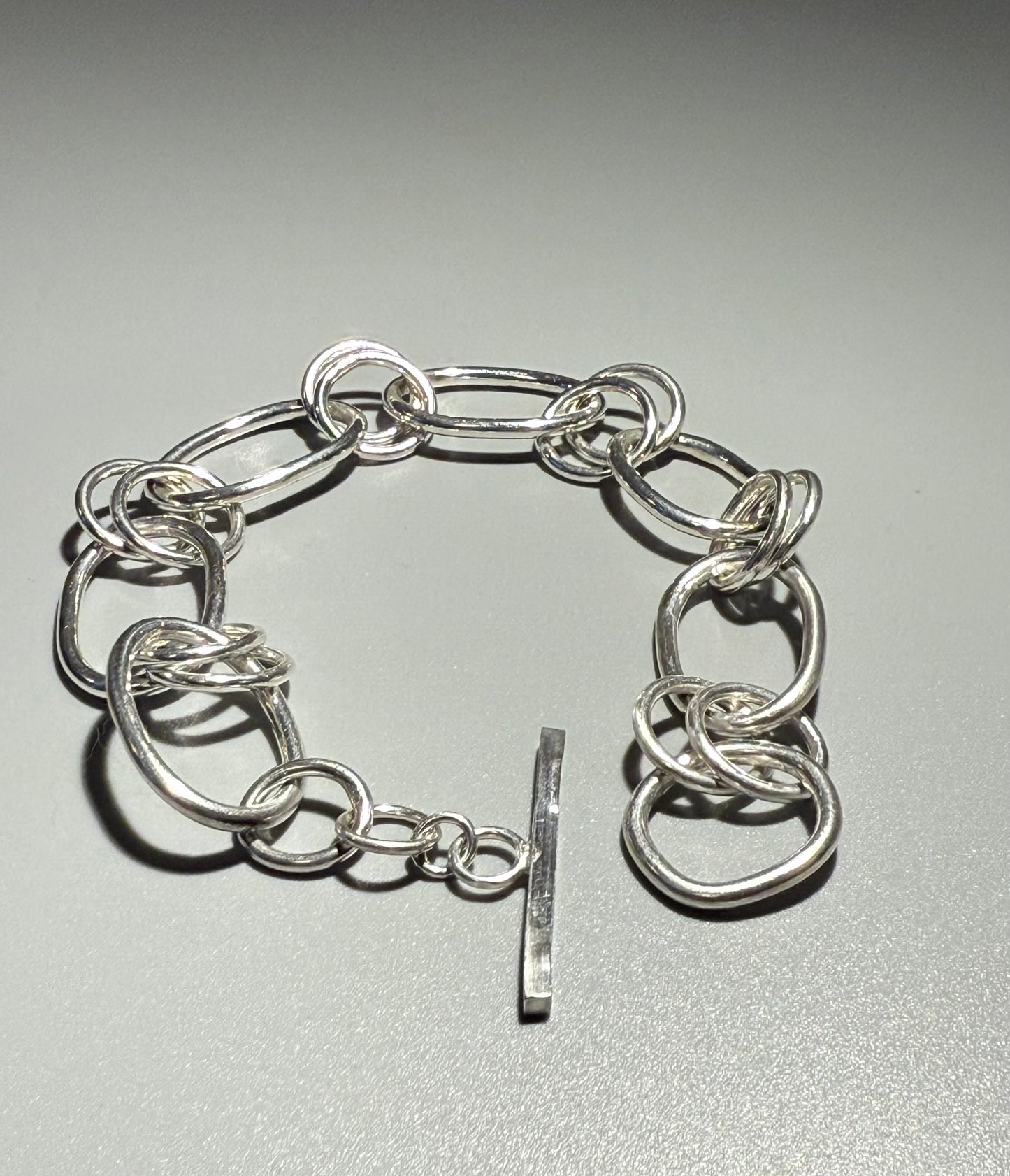 Silver Linked Bracelet with T-Bar
