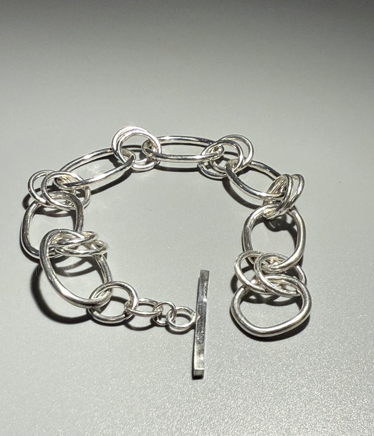 Silver Linked Bracelet with T-Bar