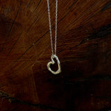 Solid Silver Molten Heart on a Silver Chain