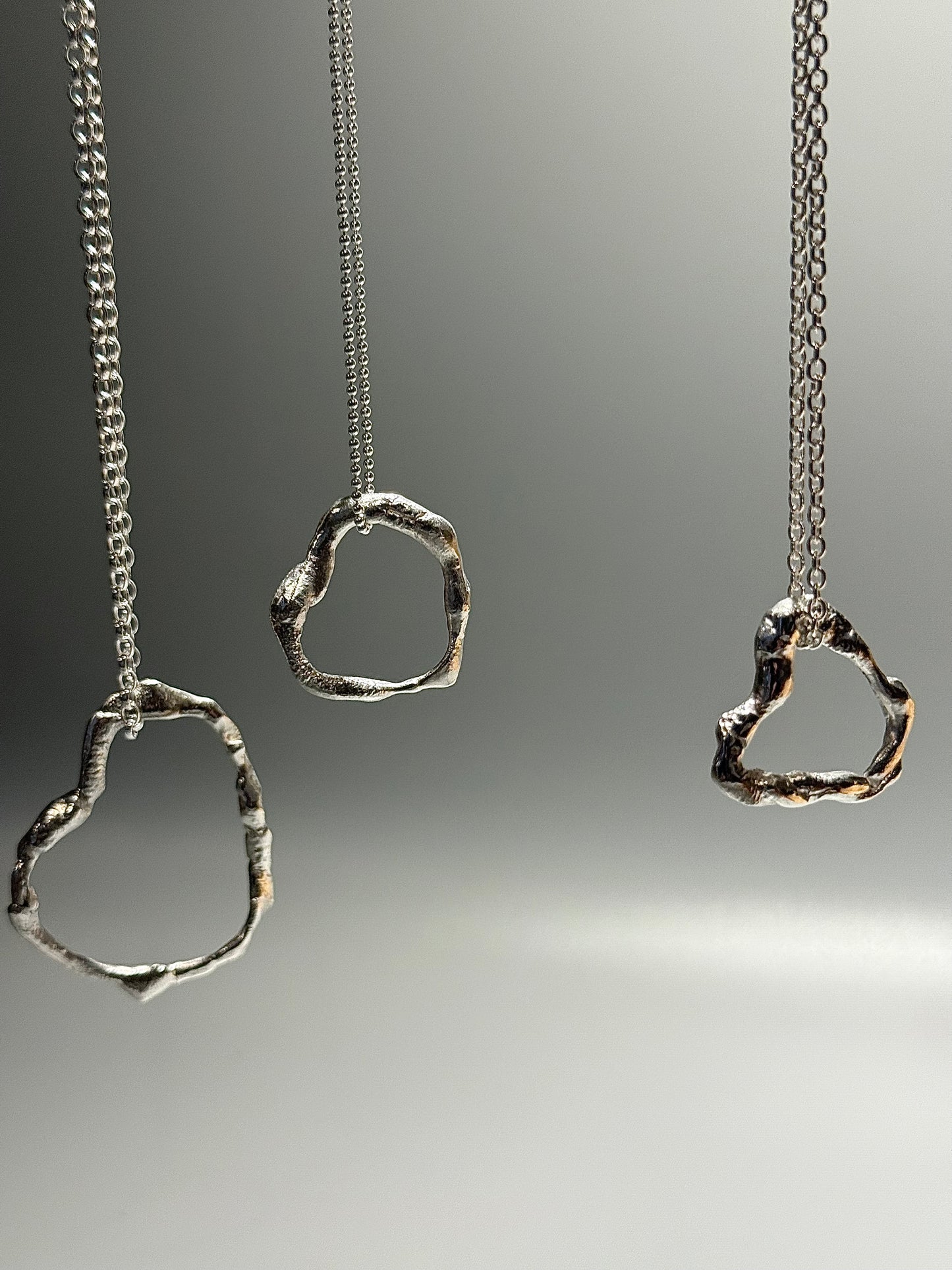 Small Silver Molten Heart