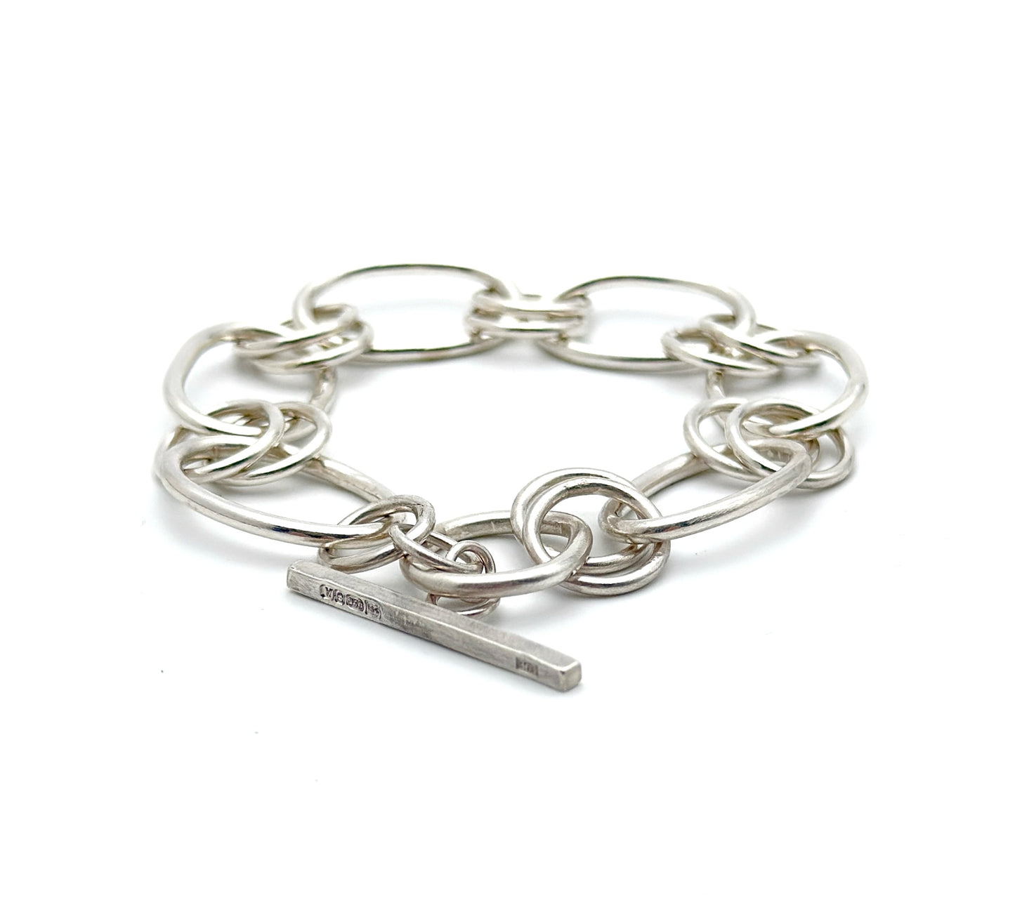 Silver Linked Bracelet with T-Bar