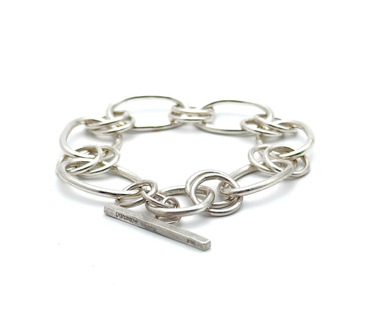 Silver Linked Bracelet with T-Bar