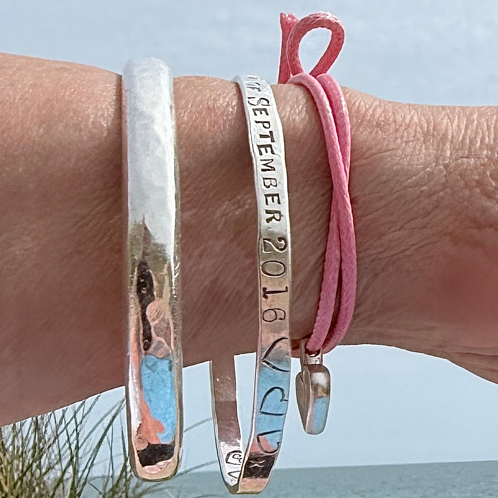 We Free Women Silver Heart Cord Bracelet